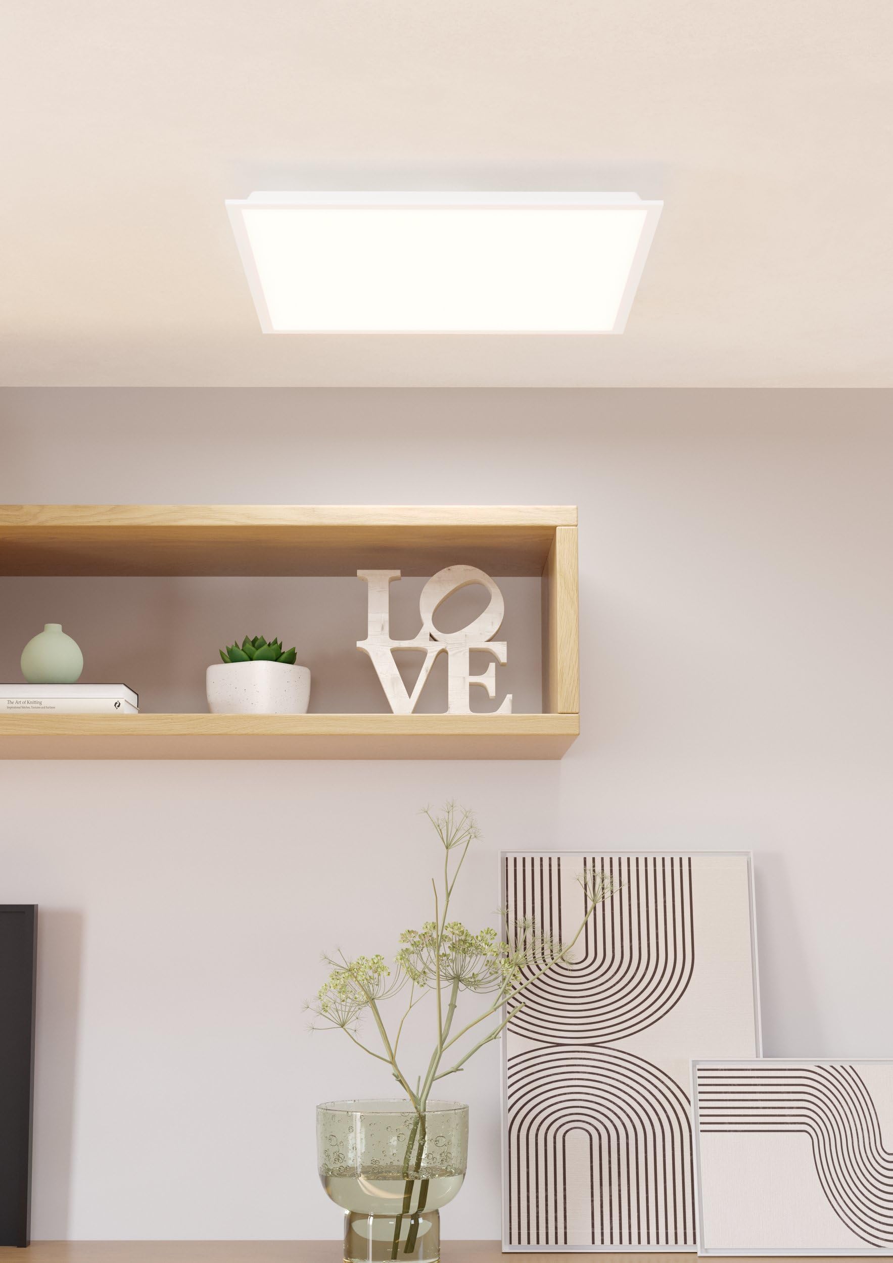 Eglo Pannello a LED Moradillo, lampada da soffitto piatta in metallo bianco | e plastica, colore luce: bianco caldo/bianco neutro/bianco freddo, 60 x 60 cm
