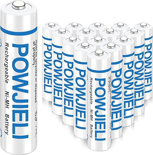 POWJIELI Baterías AAA recargables, baterías triple A de 1.2 V Ni-MH de 600 mAh, de larga duración para luces solares al aire libre y dispositivos