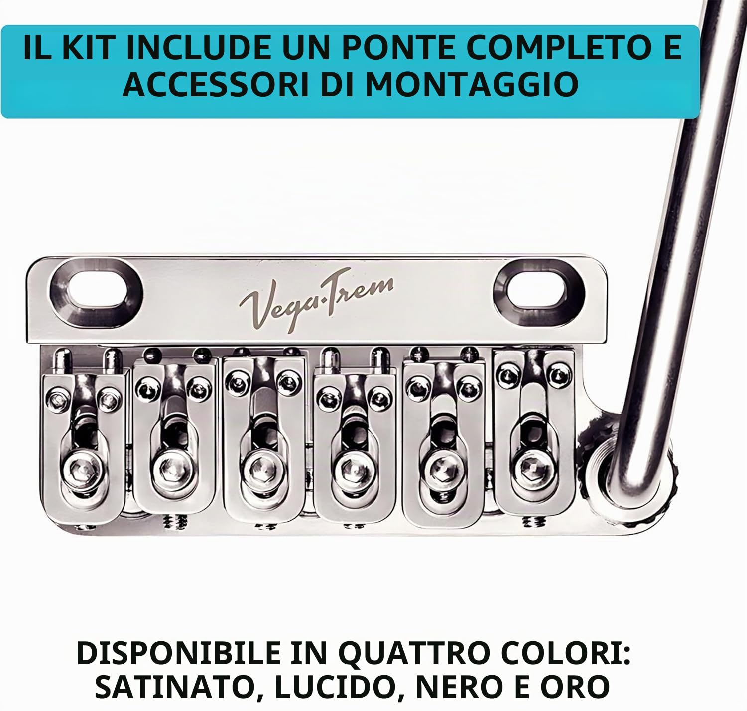 Vega-Trem VT1 Special - Chitarra stratocaster a 2 punti, ponte tremolo per Strat, senza mod, facile installazione, lucido, destra)