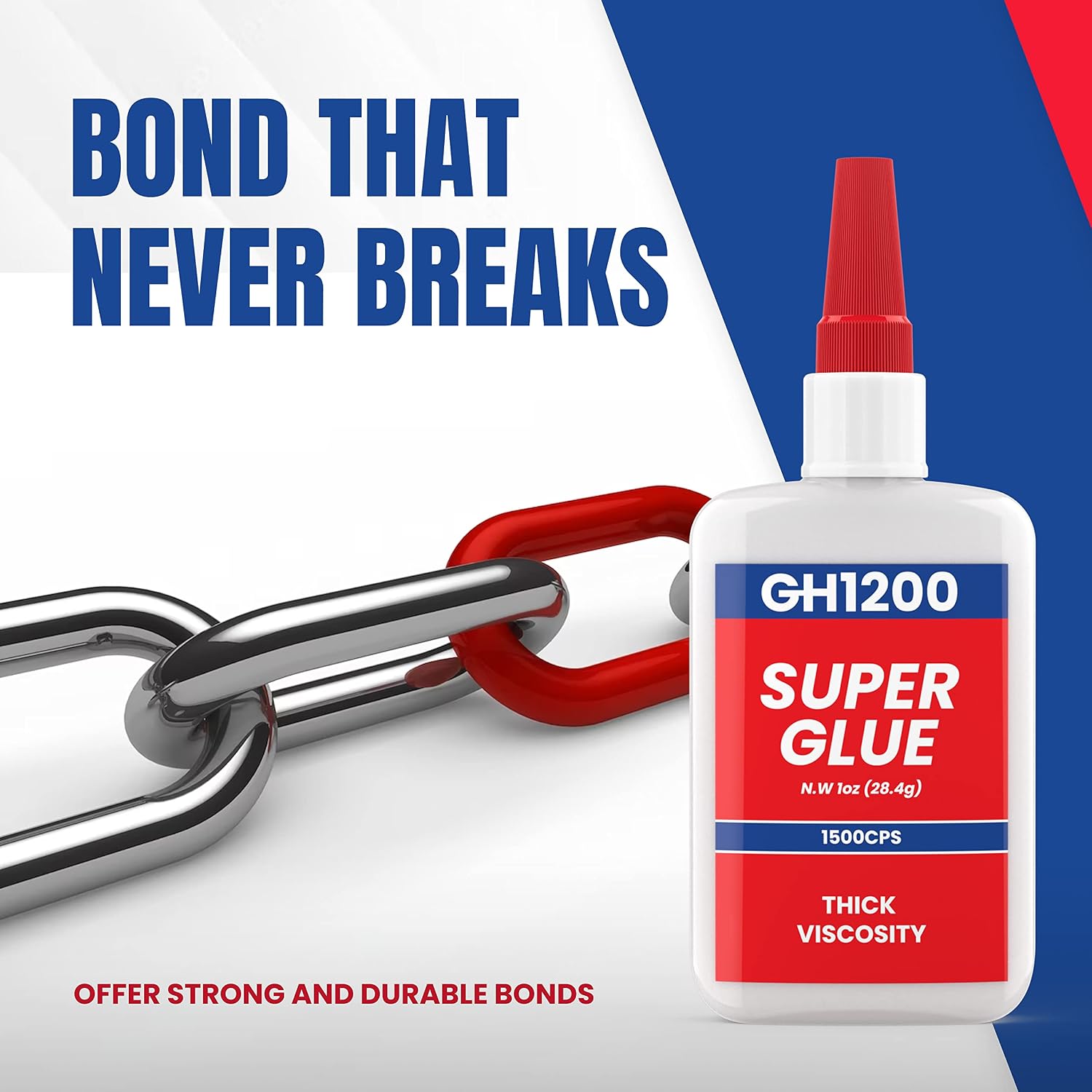 28.4 Grams 1500 CPS Super Glue All Purpose with Anti Clog Cap. Ca Glue - Adhesive SuperGlue. Cyanoacrylate Glue for Hard Plastics, DIY Craft, Metal 1 Oz