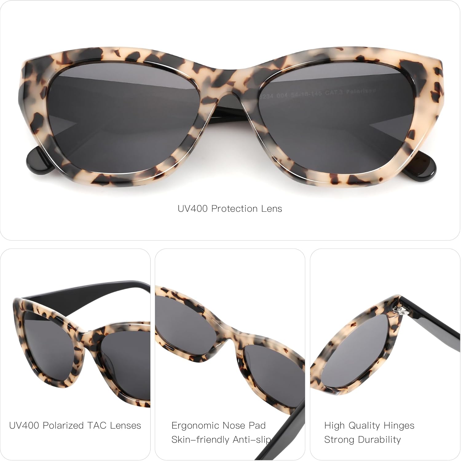 ZENOTTIC Cat Eye Polarized Sunglasses Womens: Trendy Designer Sun Glasses - Retro Square Stylish Shades