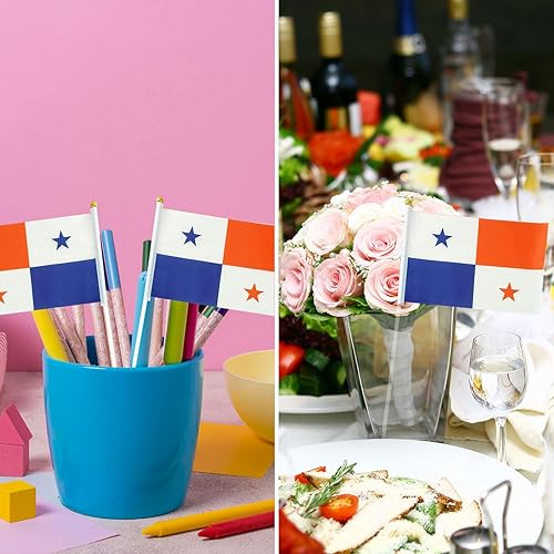Miniatura 5 de Bandera de Panamá Panameña Mini Banderas de mano para decoración de 1 docena (paquete de 12)