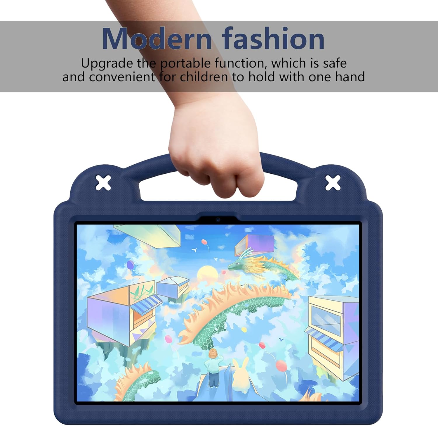 YRH Kids Case for Lenovo Idea Tab 11 (TB336) 2025 / for Lenovo Tab M11 (TB330) 2023, EVA Shockproof Tablet Cover with Figures Dolls Stand Handle, Navy