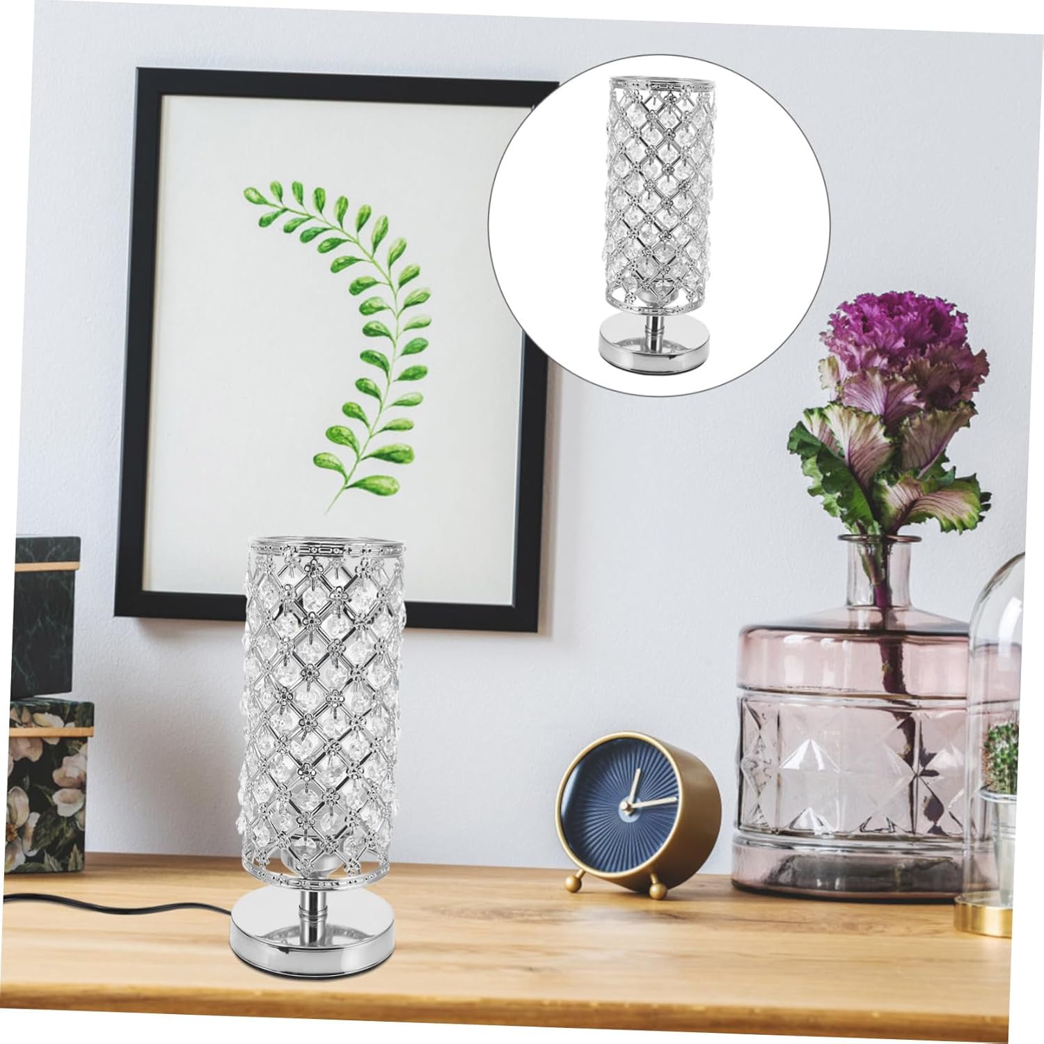 POPETPOP 1pc Crystal Table Lamp Unique Decorative Desktop Light for Home Elegant Indoor Use Creative Decor with Warm Lighting Stylish Design with Button Switch for Living Room Office