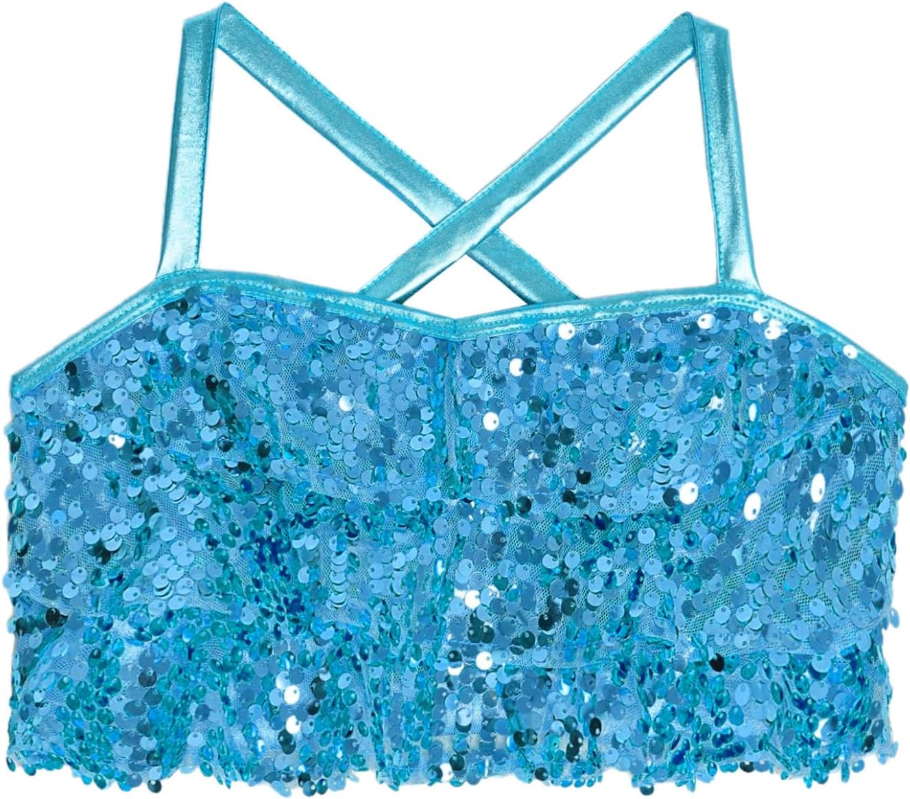 Shinsto Girls Sequin Tank Tops Sleeveless Cami Camisole Sparkly Latin Street Dance Blouse