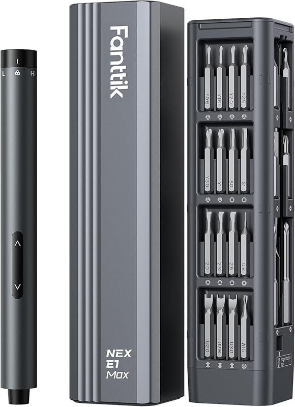 Fanttik E1 MAX Mini-tournevis électrique, set de tournevis de précision avec 50 embouts magnétiques,