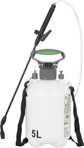 Relaxdays Spruzzatore a Pressione da 5 Litri, Ugello Regolabile, Nebulizzatore Acqua, con Cintura da Trasporto, Bianco