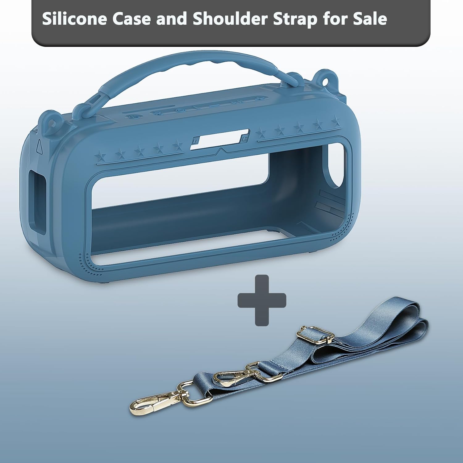 JCHPINE Silicone Cover Case for Bose SoundLink Plus Portable Speaker, Protective Soft Silicone Case with Carrying Handle and Shoulder Strap (Blue Dusk) - Image 3