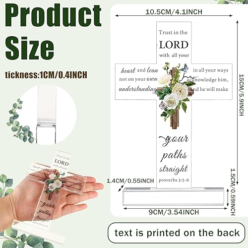 Miniatura 9 de Regalos inspiradores de cruz cristiana de acrílico con versículos de la Biblia y oraciones, girasol, regalos religiosos de las Escrituras para