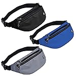 3 Packs Fanny Packs for Men and Women, Waterproof Sports Waist Pack Bag for Travel Hiking Running Hands-free