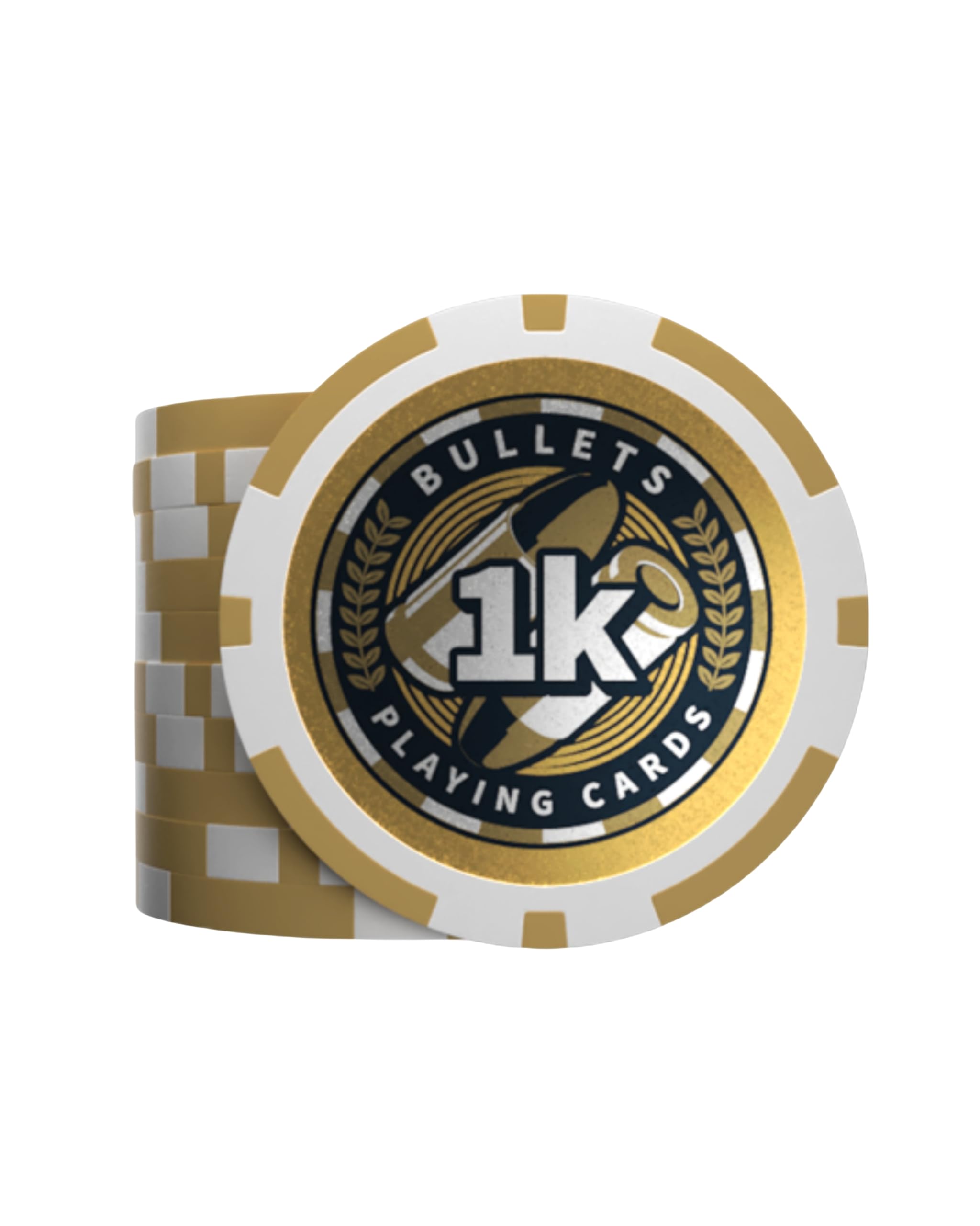 Bullets Playing Cards - Plastic Poker Chips - "Christopher" with Values - Roll of 25 (Yellow (1k))