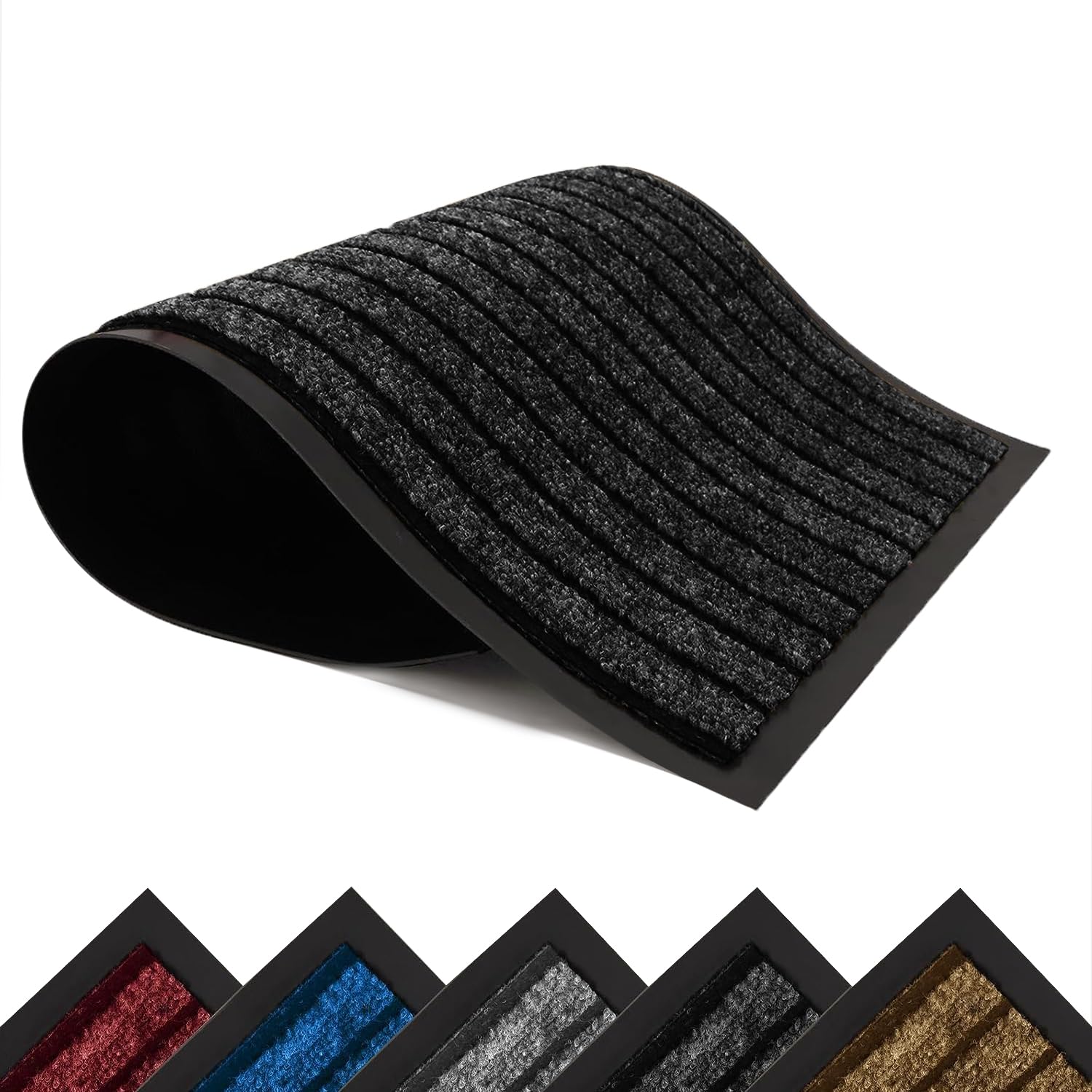 Aspire Homeware Door Mat Indoor and Outdoor 80x150cm Heavy Duty Rubber Door Mats Dirt Trapper Anti Slip Washable Floor Mat Shoe Scraper Super Absorbent Front Doormats Black