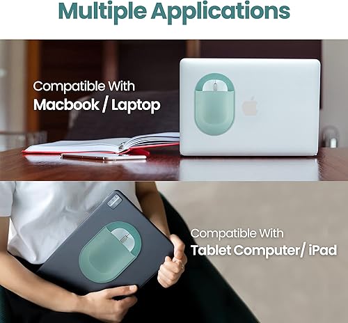 Miniatura 4 de Epessa Soporte para bolígrafo adhesivo verde para cuaderno y funda universal para mouse