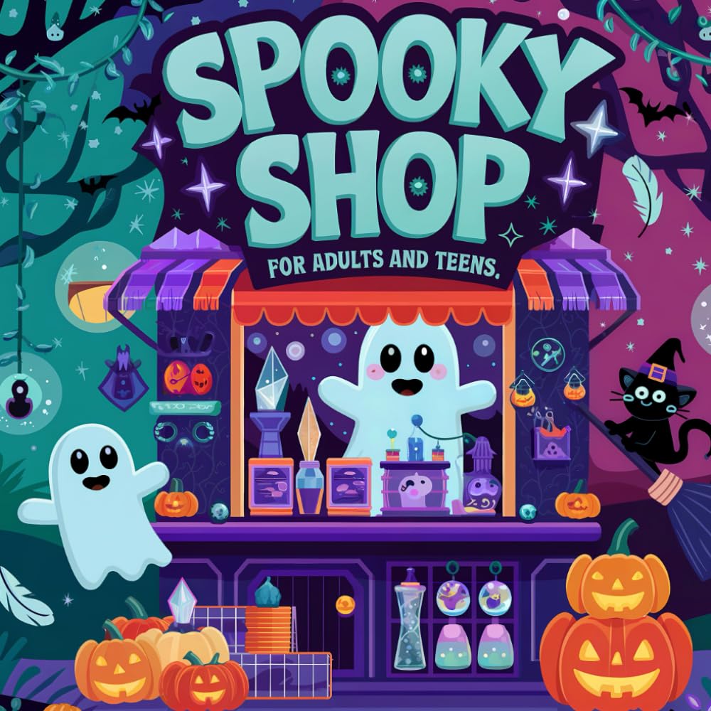Spooky Shop Coloring Book for Adults and Teens: Corners Creepy Vibes with Adorable Hygge Scenes and Goth Creatures for Stress Relief & Relaxation