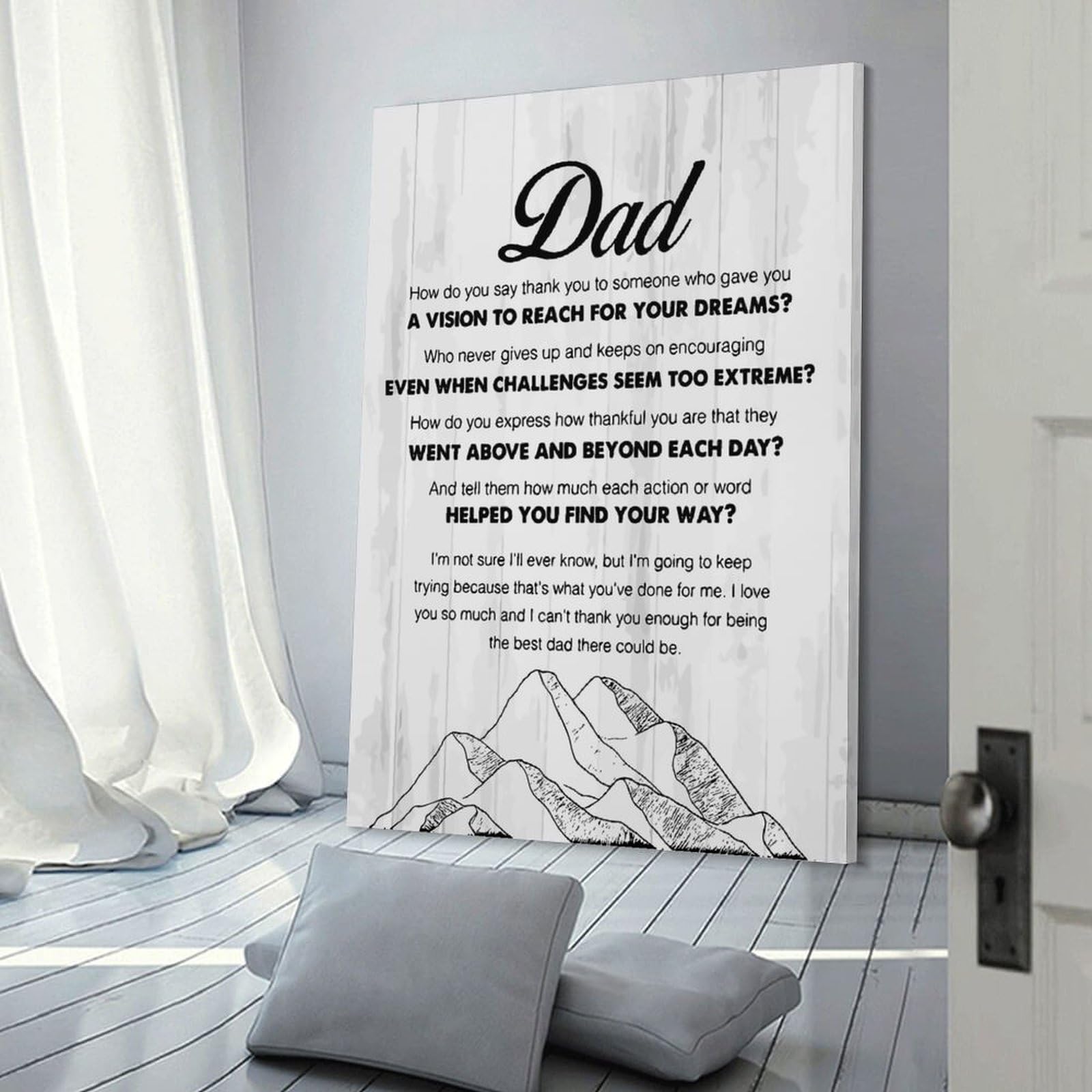 Junmoney Dad Motivational Quotes Decorative Canvas Print 24x36inch(60x90cm), for Hallway, Bedroom Or Modern Interiors, Home Decor Gift with Stylish Appeal