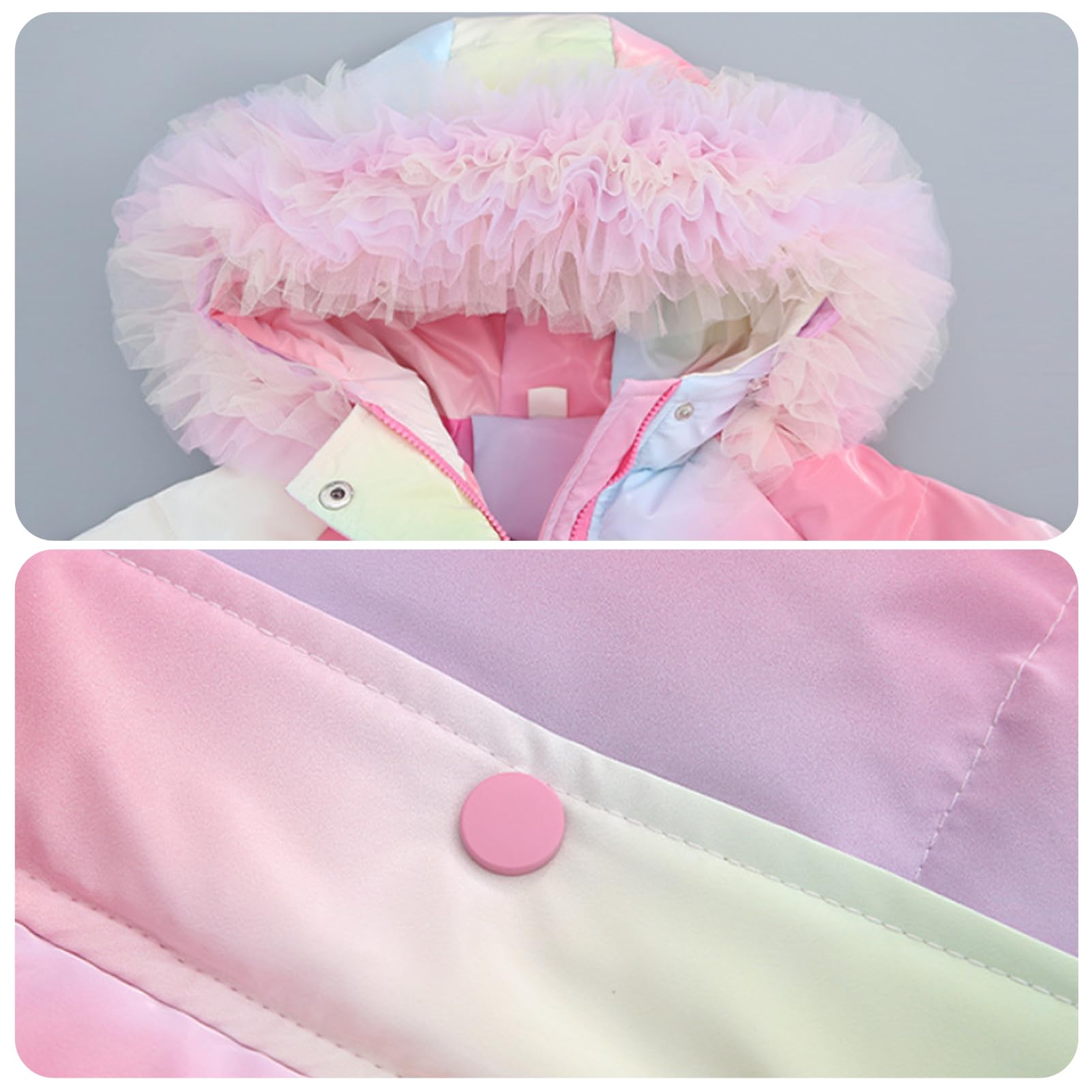 Giacca Trapuntata Bambina Piumino con Cappuccio di Media Lunghezza Cappotto Ragazza di Cotone Spessa per Inverno