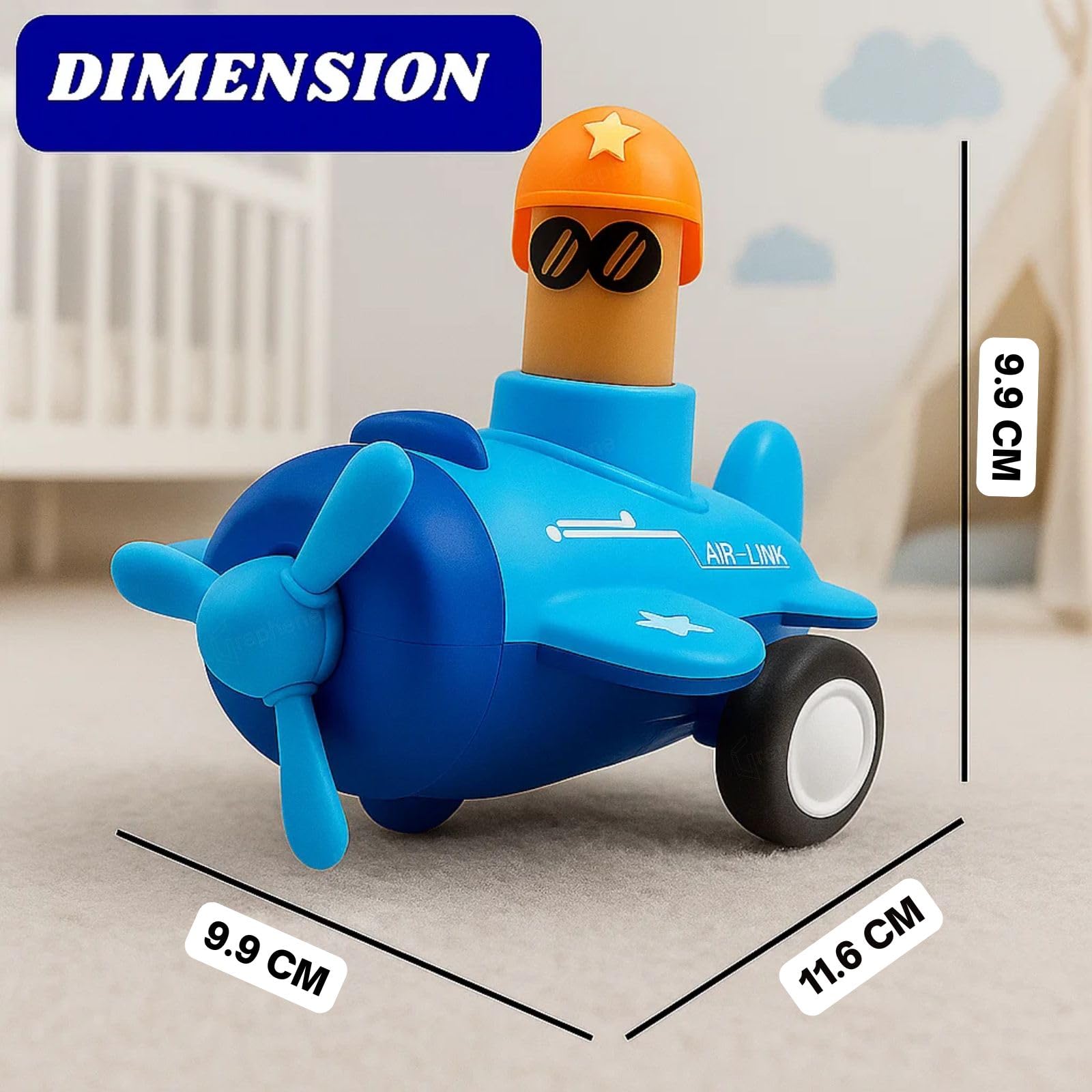 GRAPHENE Push N Go Airplane Aeroplane Engine Toy Friction Powered Car for Baby Unbreakable Press and Go Transport 360° Head Rotation Vehicles Gifts for Kids Boys Girls Toddlers Pack of 1 Multicolor - Image 2 thumbnail