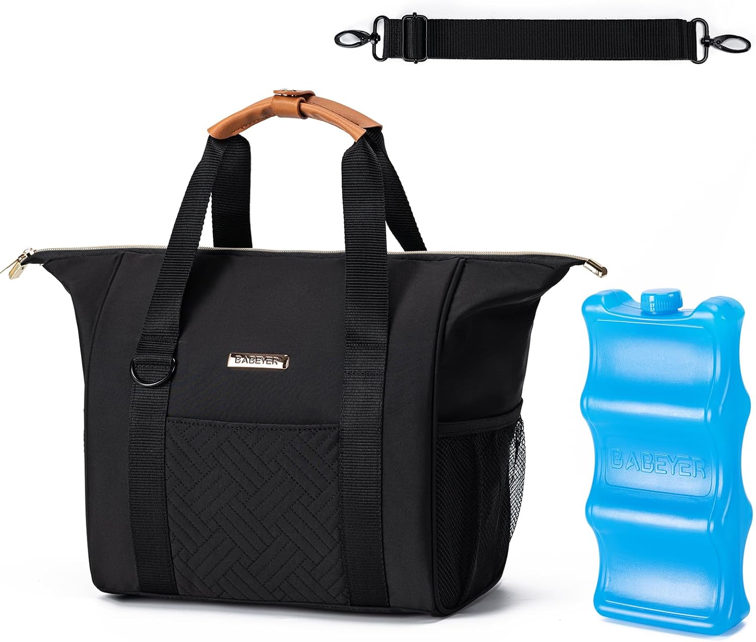 Breastmilk Cooler Bag with Ice Pack Fits 6 Baby Bottles up to 9 Ounce, Wearable Breast Pumps Cooler Bag for Nursing Mom Daycare, Work, Travel(Black)