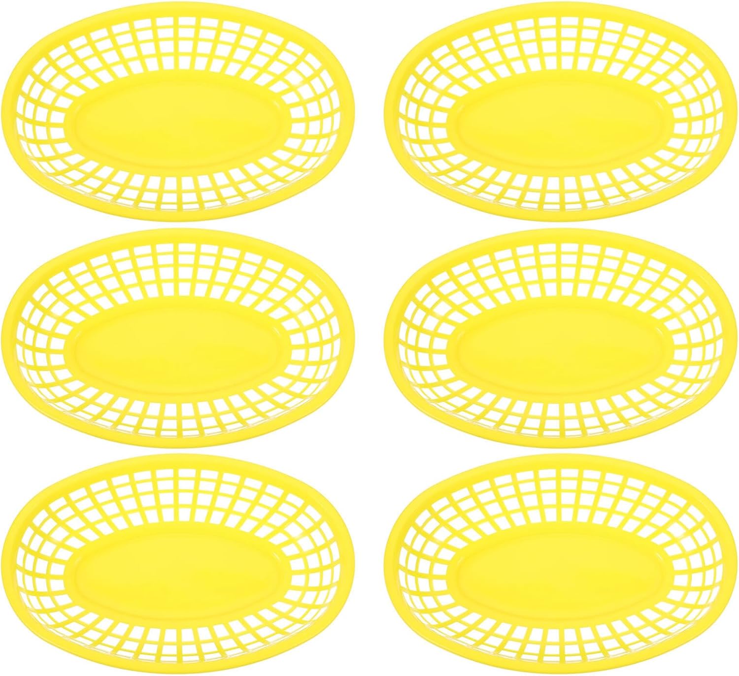 6 Pcs Plastic Oval Bread Baskets for Rolls and Sandwiches