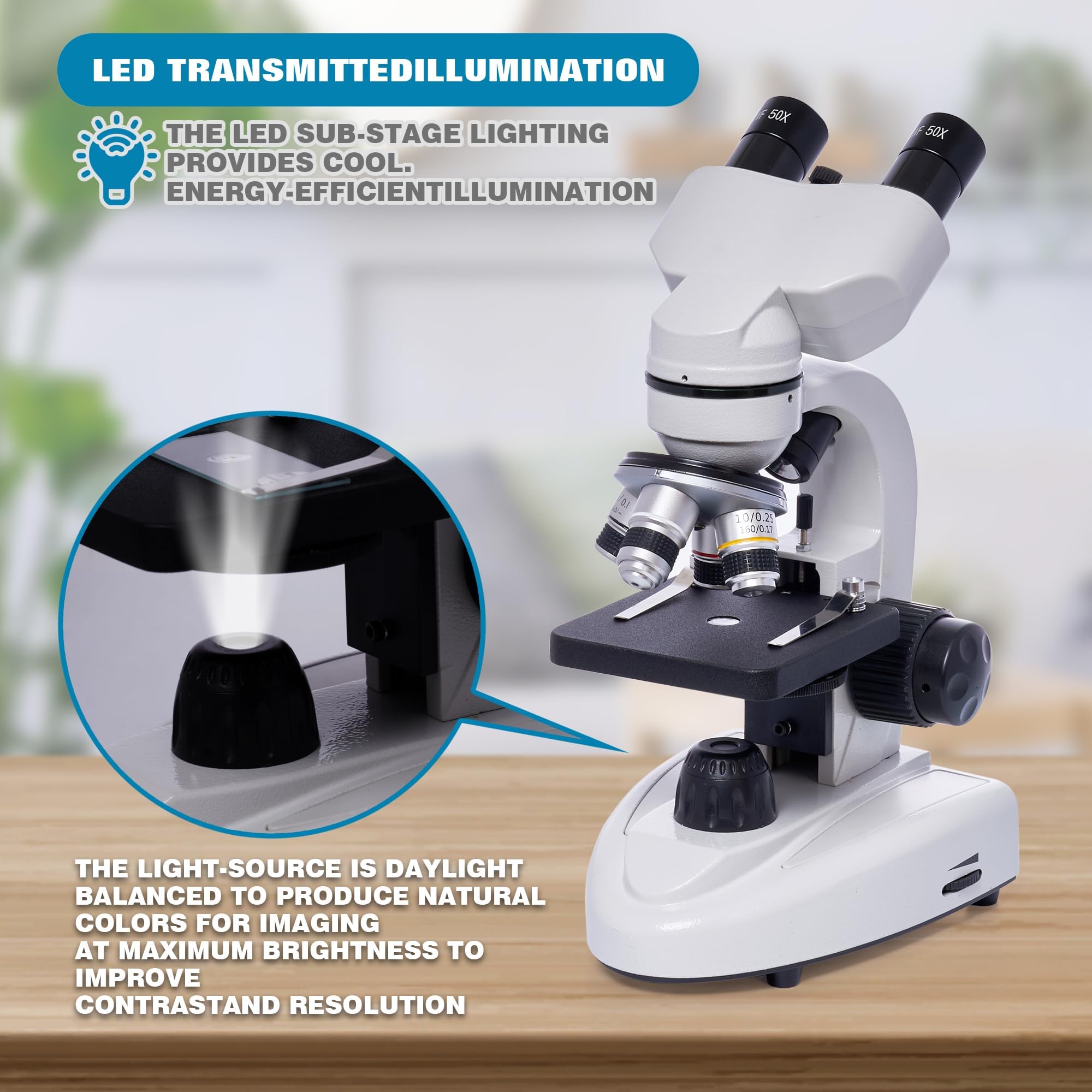 Microscopio Binoculare 200X-5000X Microscopio Professionale Per Adulti Studenti Laboratorio Scuola Casa Con Composti Con Moltiplicatore 6X Accessori Custodia di Trasporto Binocular Microscopi