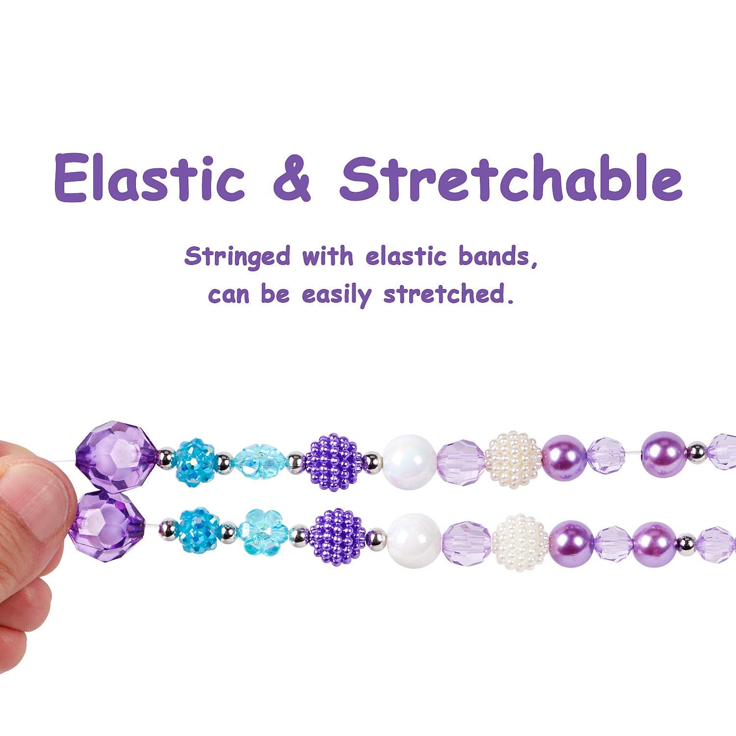 El Regalo 3 Sets Girl Princess Necklaces & Bracelets With Colorful Unicorn, Mermaid, Rainbow Pendant Kids Stretchy Chunky Costume Jewelry Gifts Party Favors Dress Up Friendship Jewelry 3