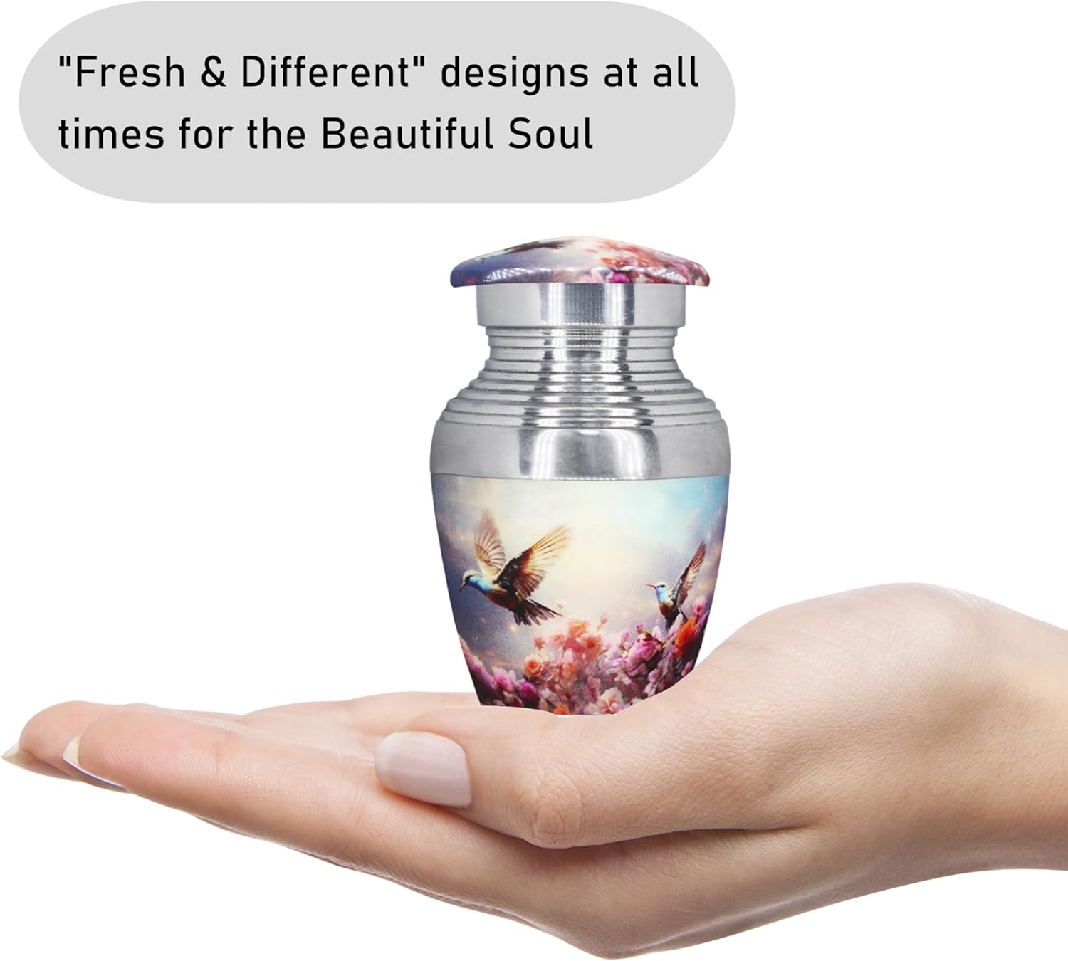 Small Urns for Human Ashes Keepsake, Cremation Urn for Ashes for Women & Man, Funeral Decorative Mini Urns, Hummingbird & Pink Flower, Miniature, Tiny Sharing Urn - Little Keepsake - Image 8