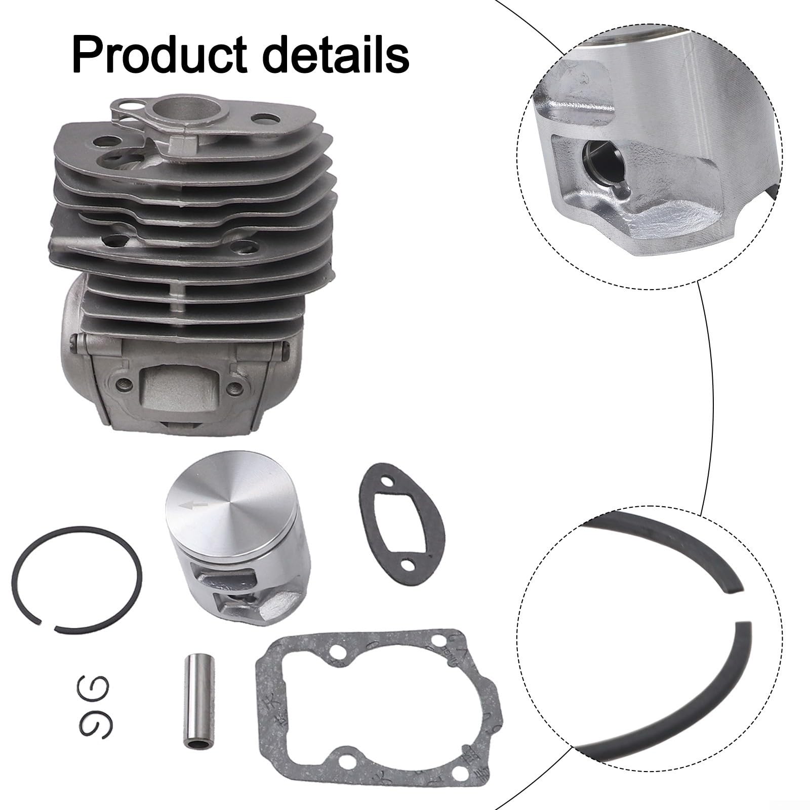 Kit de cylindre et pistons de tronçonneuse 46 mm 2,4 HP Pièces de rechange pour Husqvarna-555 556 560 560XP 562 562XP – Kit de reconstruction à haute compression pour l'exploitation forestière
