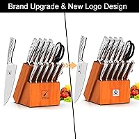 Vista 7 de imarku® Juego de cuchillos, juego de 14 piezas para cocina con bloque, juego de cuchillos de cocina de una pieza premium con afilador, juego