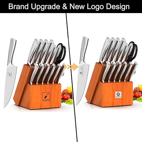 Miniatura 7 de imarku® Juego de cuchillos, juego de 14 piezas para cocina con bloque, juego de cuchillos de cocina de una pieza premium con afilador, juego de