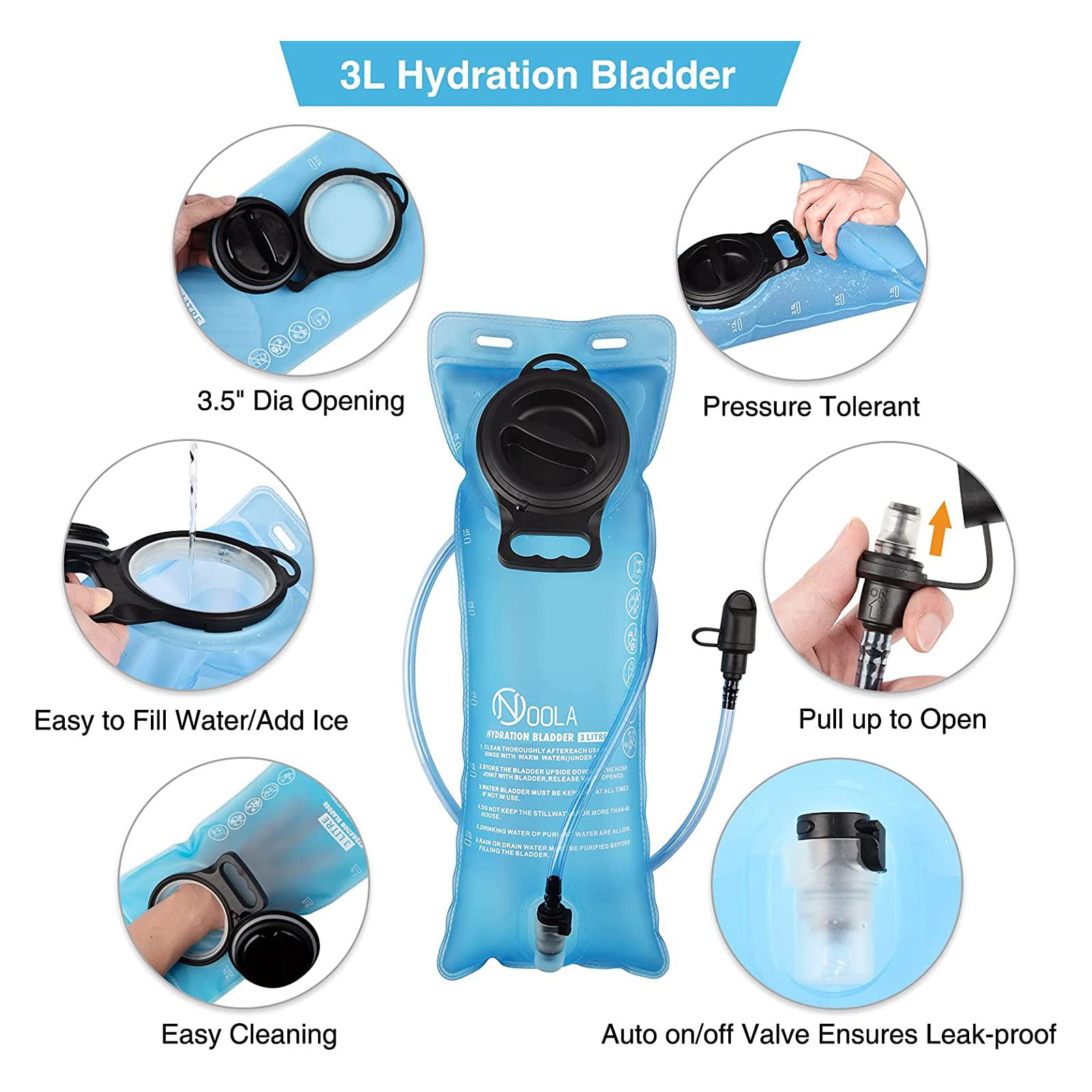 NOOLA Mochila de hidratación de 3 L, mochila de agua con vejiga de agua de TPU, paquete de hidratación para hombres y mujeres, perfecta para senderismo, ciclismo y caza, color marrón