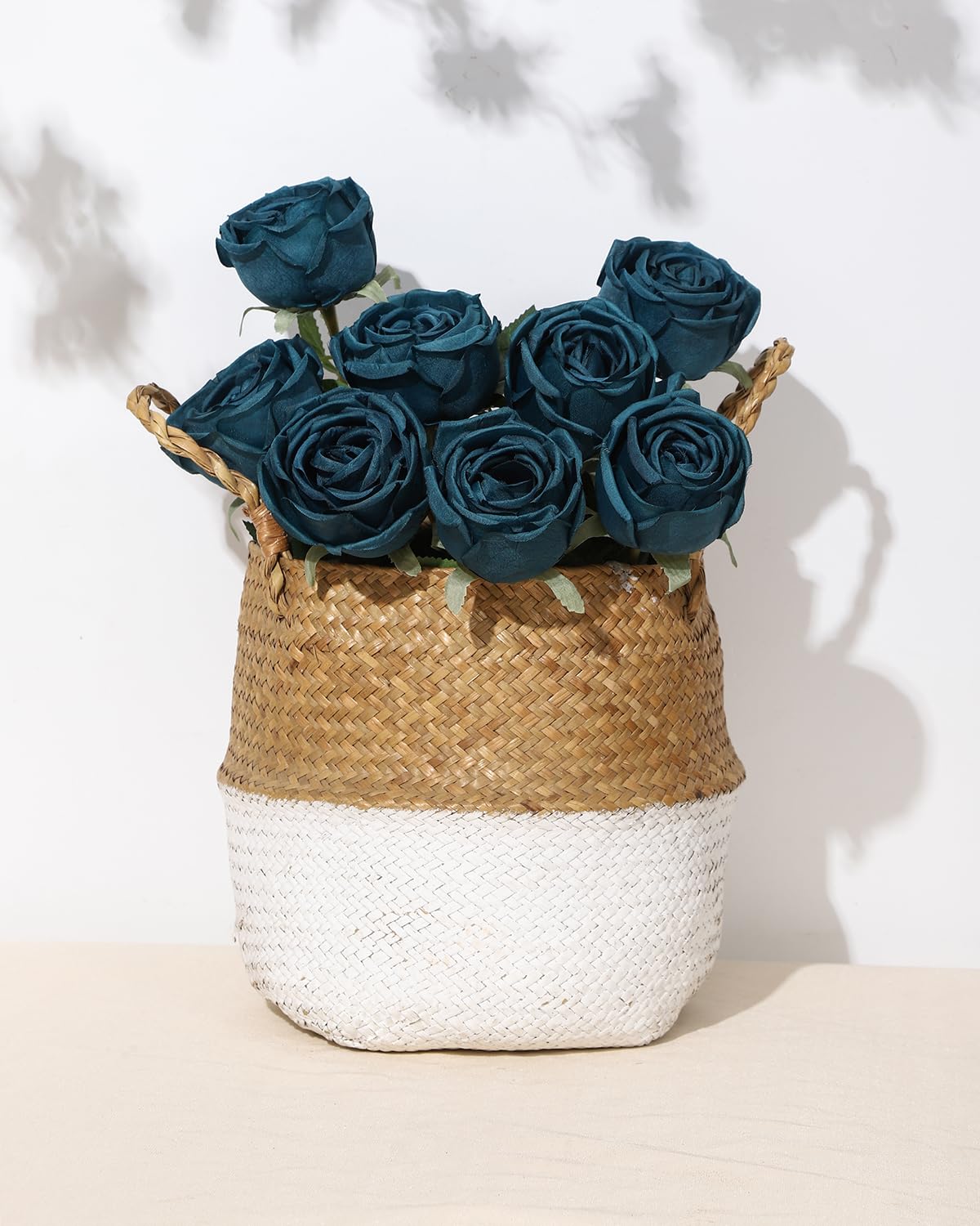 LEUCHTAMOR 10pcs Artificial Roses Peacock Blue Fake Rose Flower Realistic Faux Roses for DIY Wedding Bouquets Bridal Shower Centerpieces Floral Arrangements Party Tables Home Decorations - Image 2