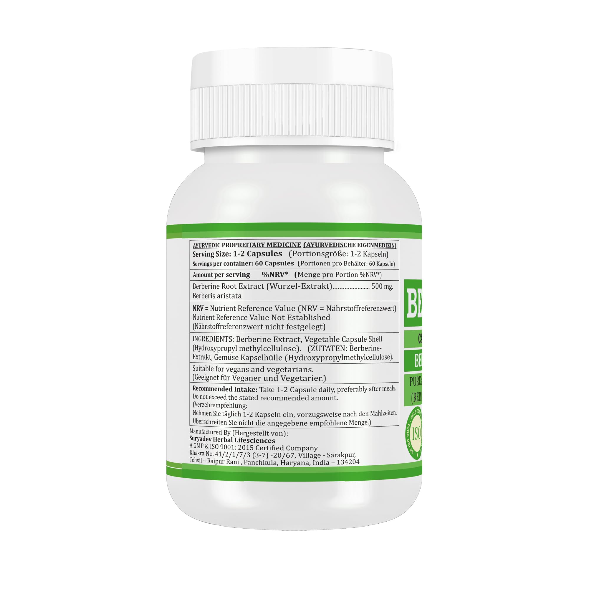 Berberin 500 mg. 60 vegane Kapseln für für 1 Monate Behandlung. Natürlicher Extrakt aus Berberis Vulgaris (4)