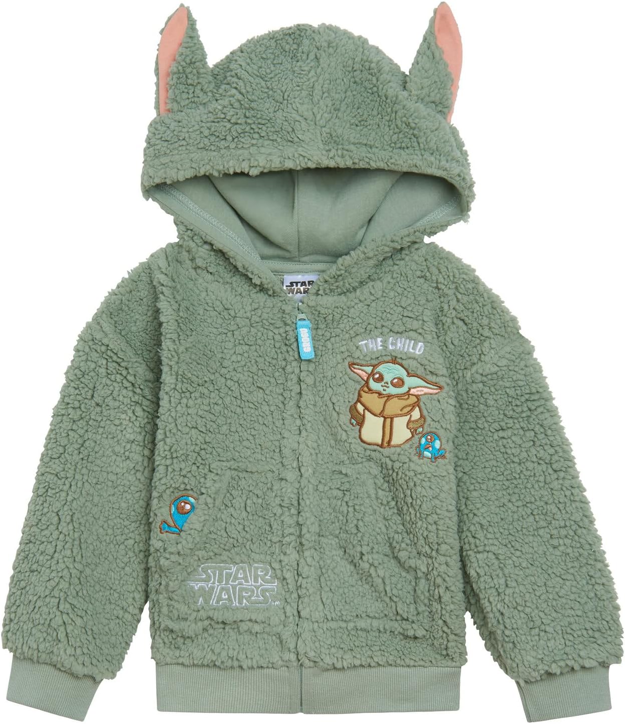 STAR WARS The Mandalorian Grogu Cozy Sherpa Cosplay Hoodie Newborn to Big Kid Sizes (0-3 Months - 14-16)