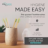 Vista 6 de Paquete de 12 Cepillos de Dientes Desechables de Bambú con Pasta de Dientes Incorporada - Cepillos de Dientes Prepastados Envueltos Individualmente