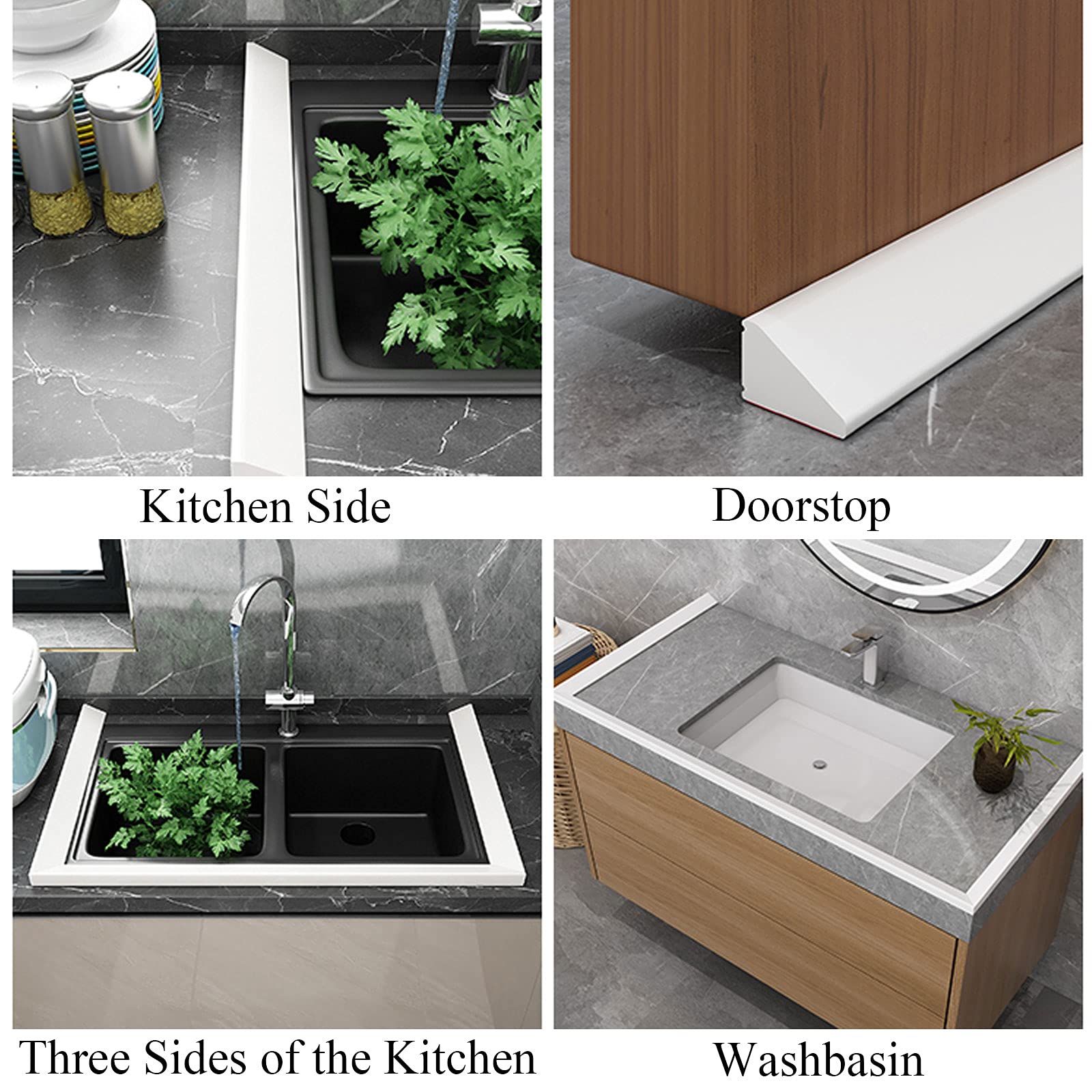 Barriera pieghevole per doccia, 2 m, impermeabile, per bagno e cucina, paraspruzzi, striscia di ritenzione per doccia nera, 2 m, per migliorare la pulizia del bagno