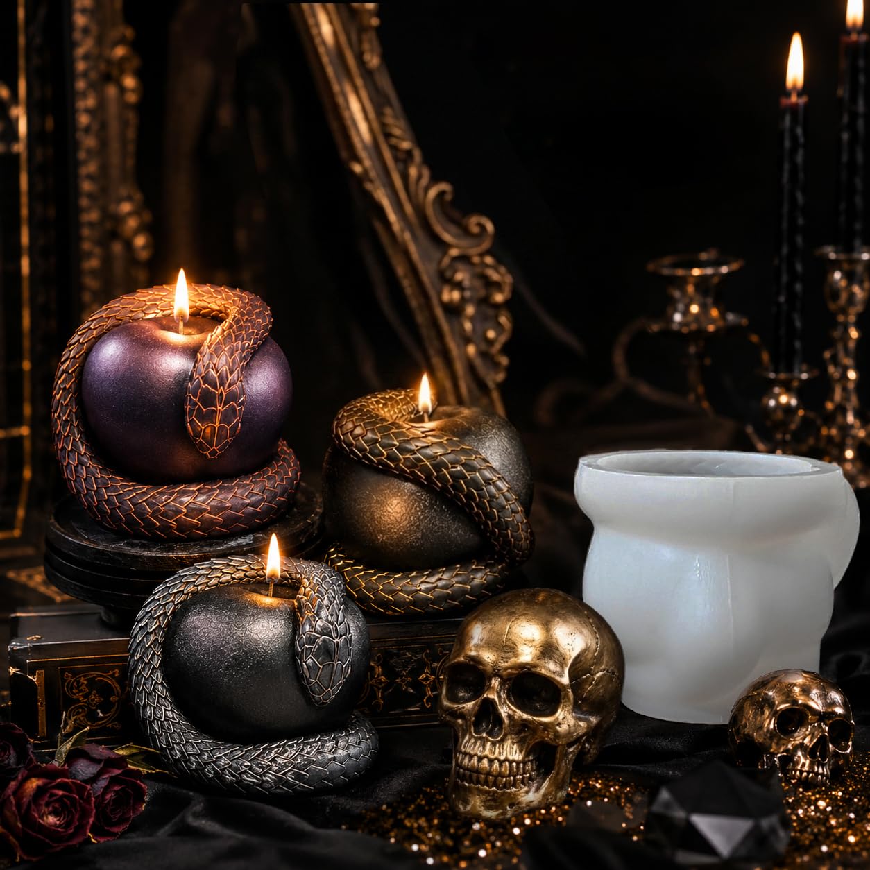 Amazon.com: Gothic Snake and Apple Religious Art Candle Mold – 3D
