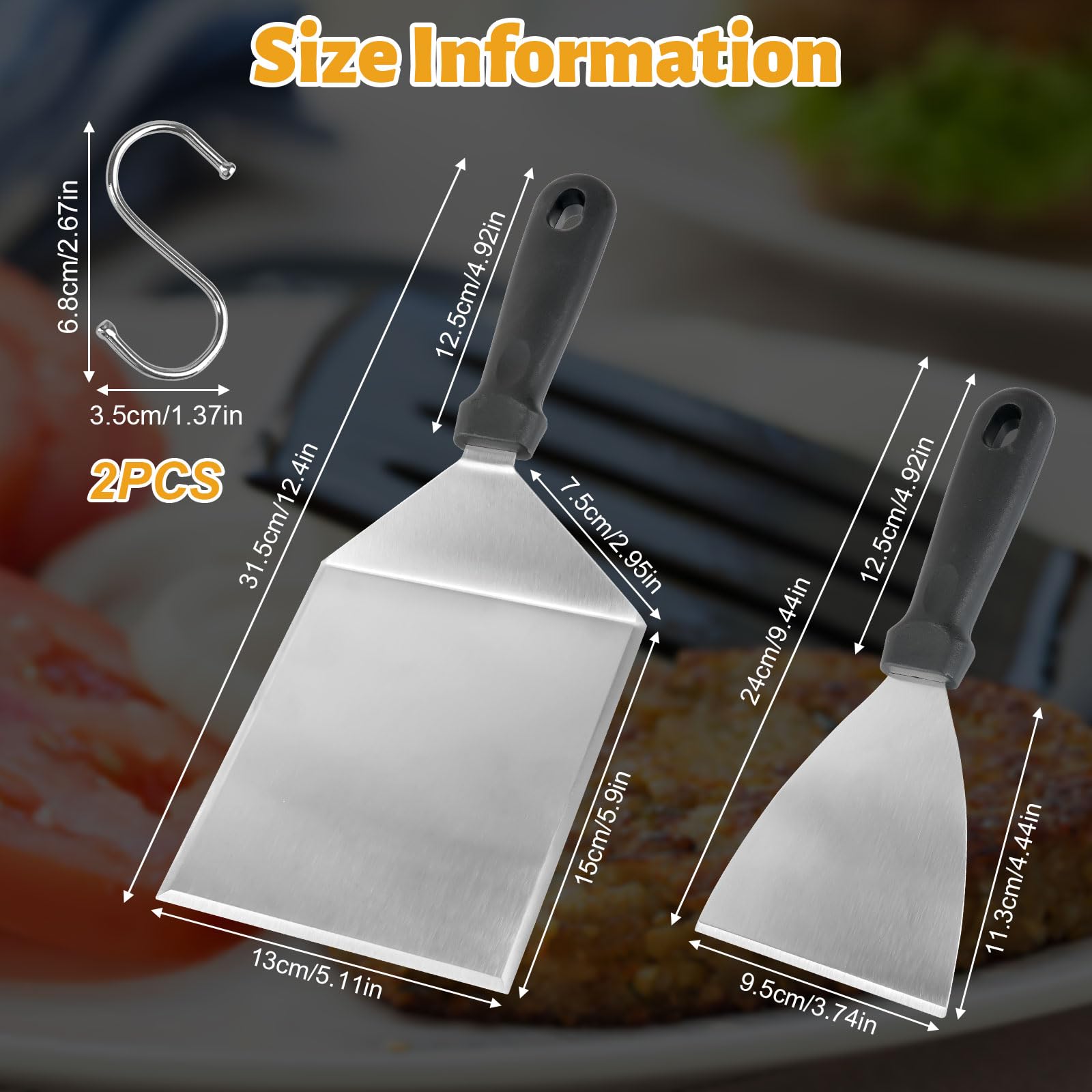Grillspatel Edelstahl 2 Stück - Professionelle Grillwerkzeuge Für Burger & Fleisch