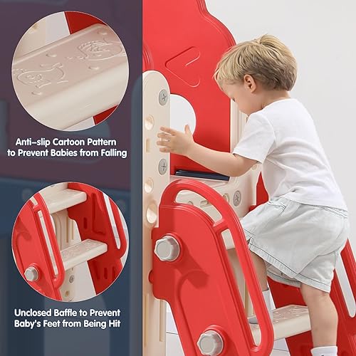 Miniatura 7 de Conjunto de juegos para exteriores para niños pequeños, tobogán de escalada para interiores, juego independiente 8 en 1, funcional para patio