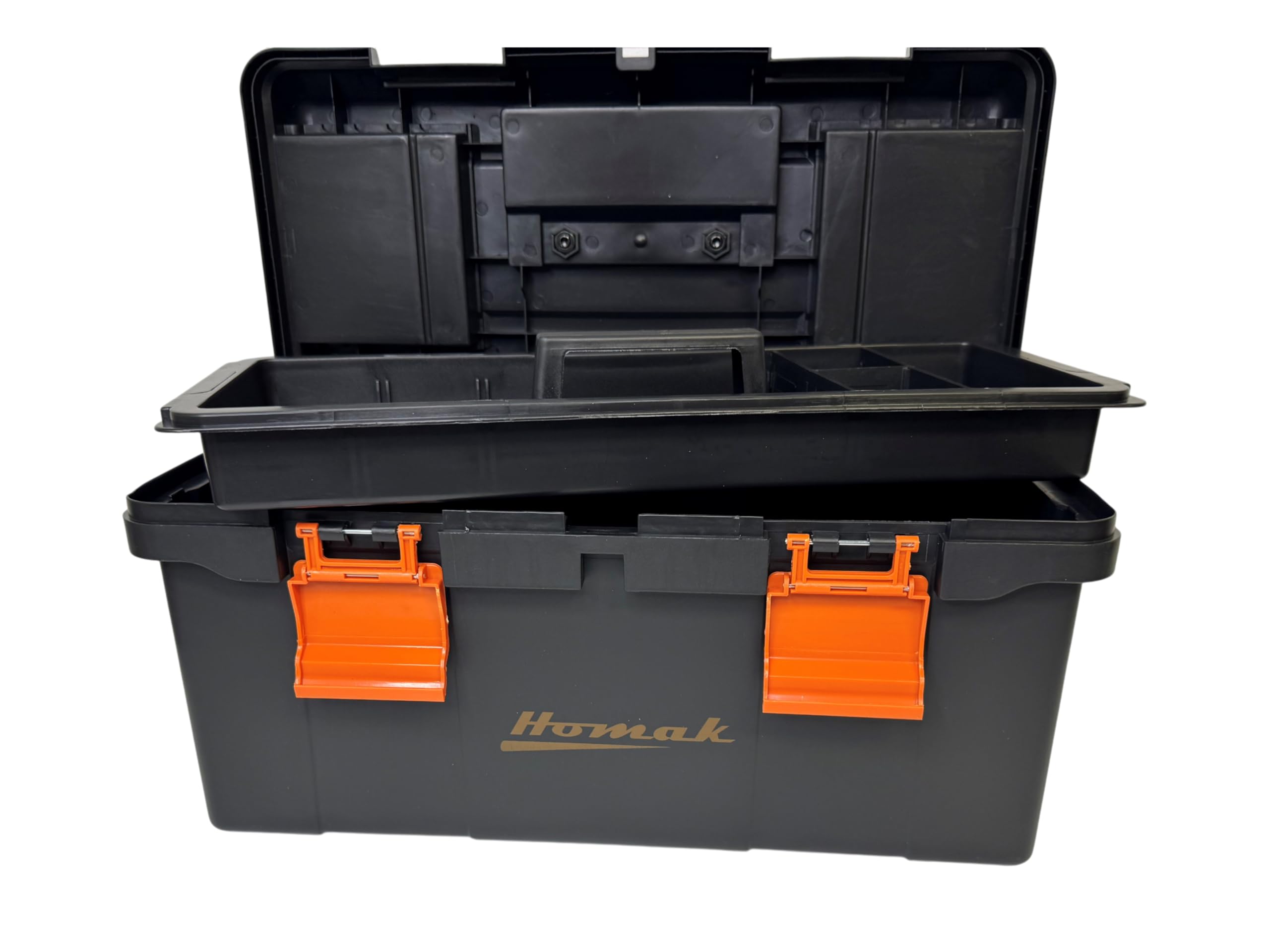 Homak 40,6 cm plástico caja de herramientas con bandeja y divisores, BK00119005