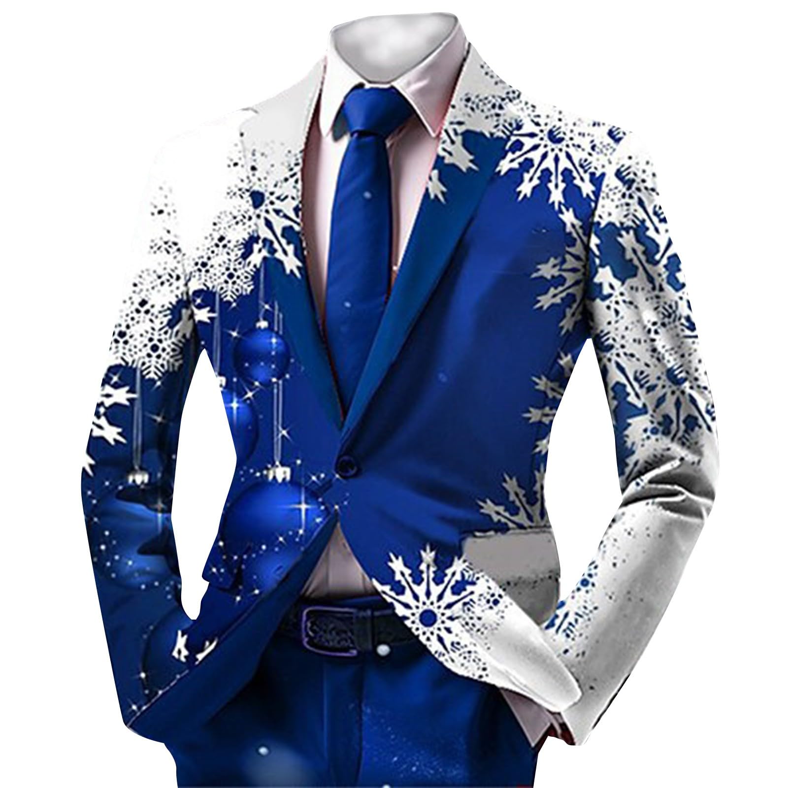 Blazer Natalizio Da Uomo Con Motivo Festivo - Giacca Singola Intrecciata, Leggera, Perfetta Per Feste E Cene Di Natale
