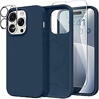 Vista 20 de GONEZ Funda de silicona para iPhone 14 Pro Max, compatible con MagSafe, con protector de pantalla + protector de lente de cámara, silicona líquida a