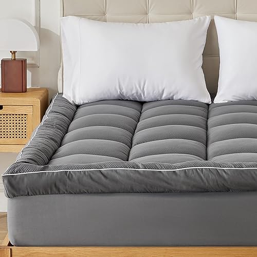 Miniatura 2 de Cubrecolchón con parte superior de almohada, ultra grueso, esponjoso, suave, acolchado, transpirable, sin ruido, calidad de hotel con relleno