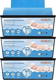Diaper Refill Bag 7-Layer Odor Control Extra Thick for Genie Easy Roll & Platinum Pail, 3-Pack (90 Bags), Holds Up to 4200 Newborn Diapers