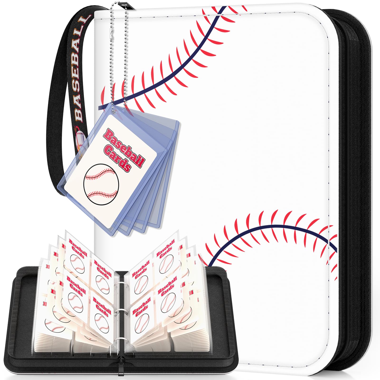 Mlikero Baseball Card Binder 440 Pocket, Trading Card Binder with Card Display Design, Premium Basketball Card Holder with Sports Pattern Wristband Fit for Baseball Cards 2026