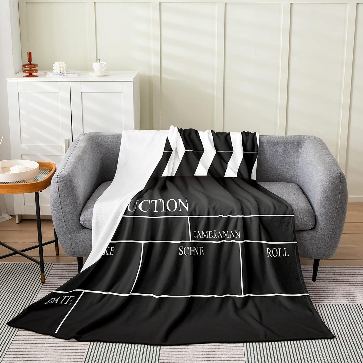 Feelyou Vintage Cinema Ticket Plush Throw Blanket for Sofa Couch Movie Theater Theme Fleece Flannel Fuzzy Blanket,Filmstrip Home Decorative All Season,Bed Blanket Room Decor 40"x50" Multi 72