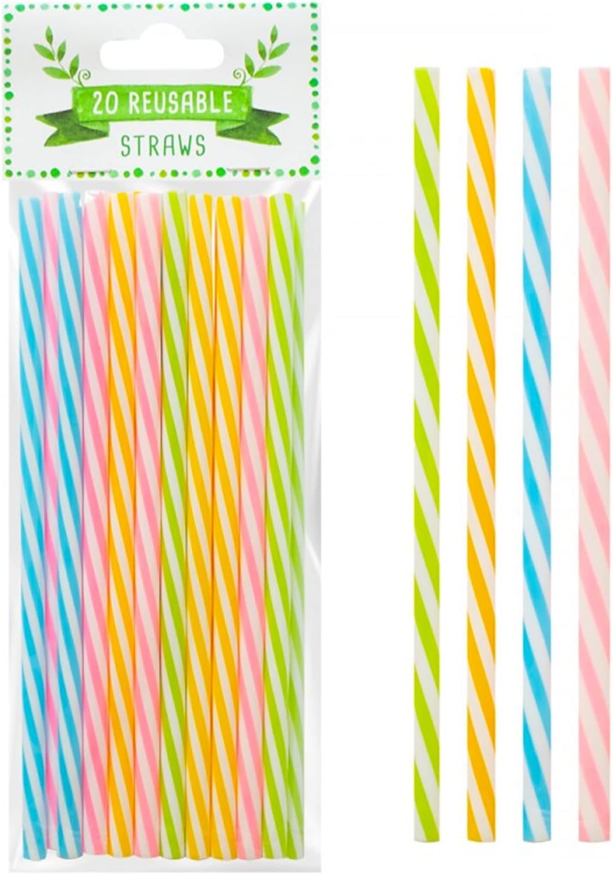 LND Gifts Plastic Straws Drinking Friendly Pack of 20 Colourful Neon