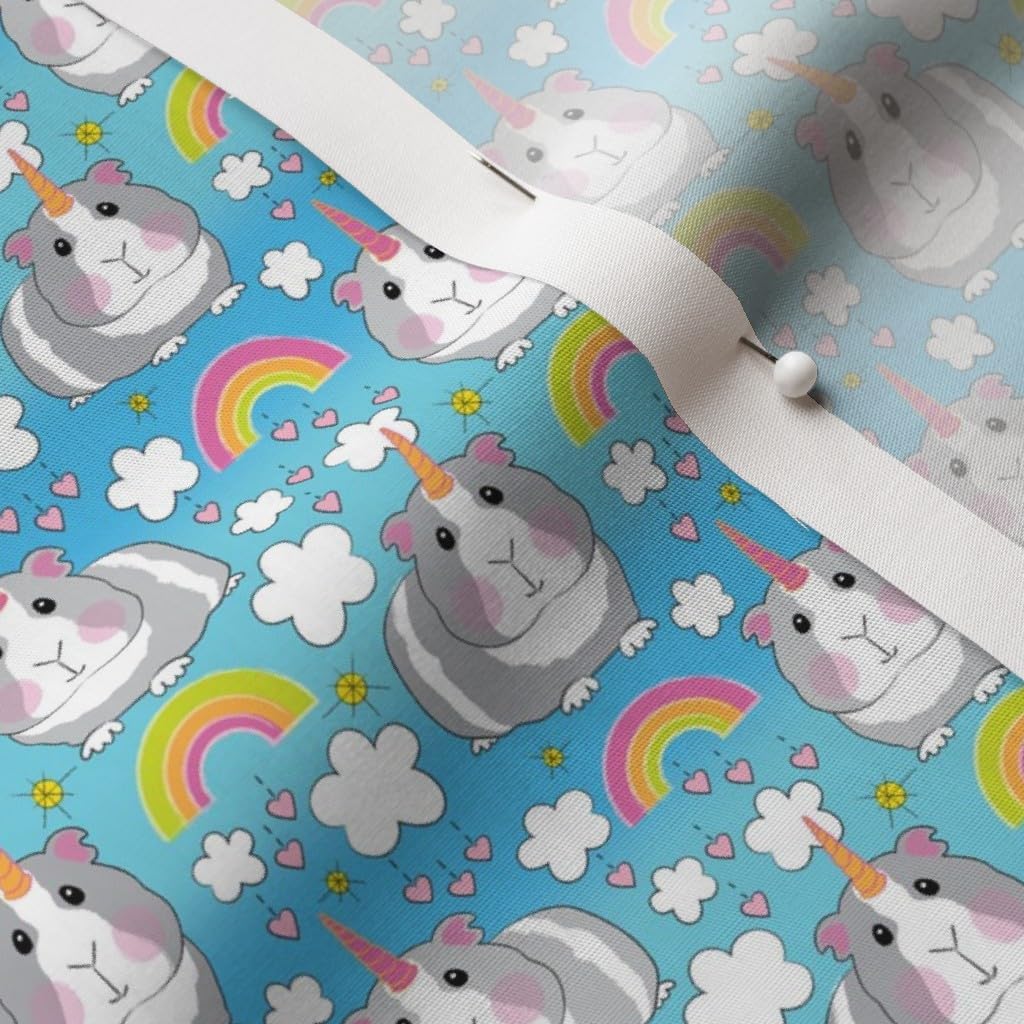 Spoonflower Fabric - Tiny Guinea Pigs Rainbows Pig Cute Animal Unicorn Unicorns Rainbow Printed on Cotton Poplin Fabric by The Yard - Sewing Shirting Quilting Dresses Apparel Crafts