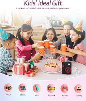 Kids Camera Instant Print, 1080P Instant Digital Print Camera for Kids with 32GB Card & 3 Rolls Photo Paper. Christmas Birthday Gift Toys for Toddler Boys Girls Age 3-12 (Black)