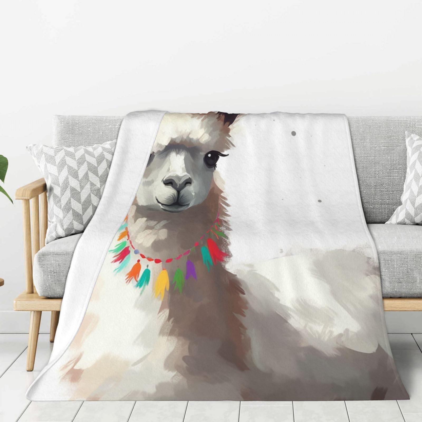 Llama Throw Blanket Plush Flannel Fleece Blanket, Soft Lightweight Cozy Blankets 40"X30" for Bed Couch Sofa Travel