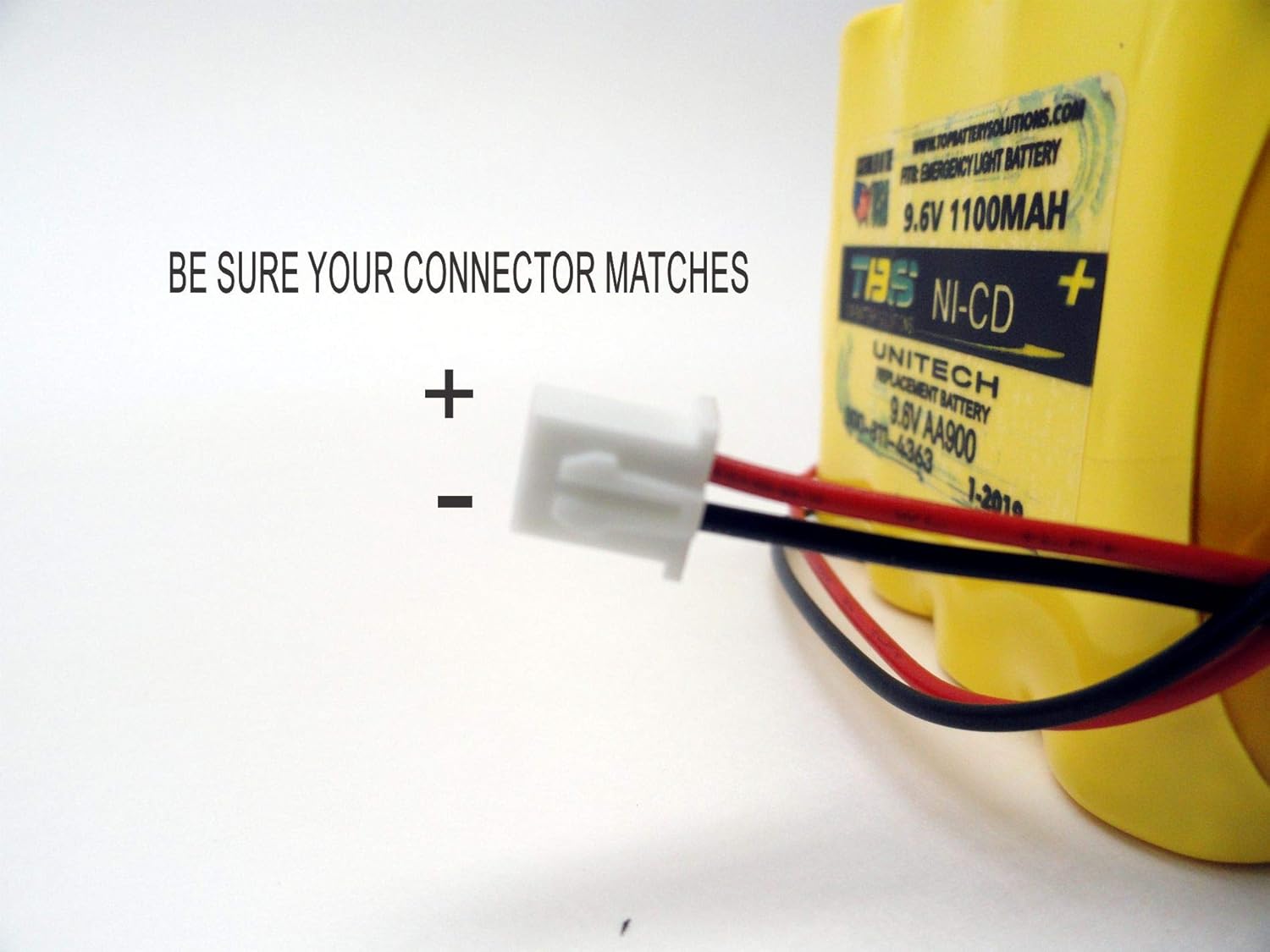 5PC Unitech AA900mAh 9.6V Battery Emergency Light 9.6V 1.1Ah NiCD